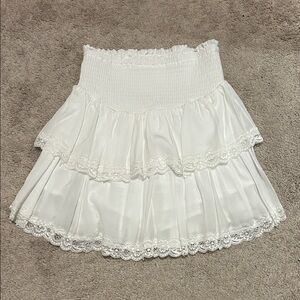 White Lace Trimmed Mini Skirt - NWOT